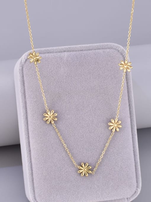 18K gold Titanium Steel Flower Minimalist Necklace