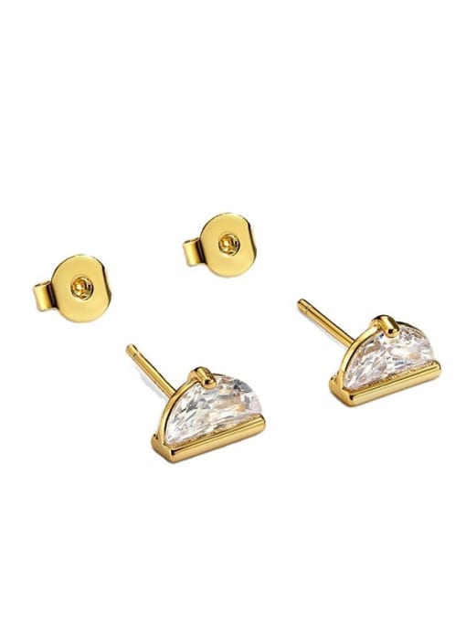 CHARME Brass Cubic Zirconia Geometric Vintage Stud Earring 3
