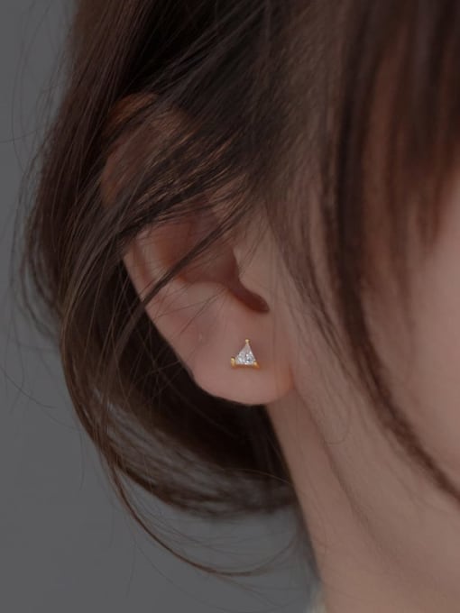Rosh 925 Sterling Silver Cubic Zirconia Triangle Minimalist Stud Earring 1