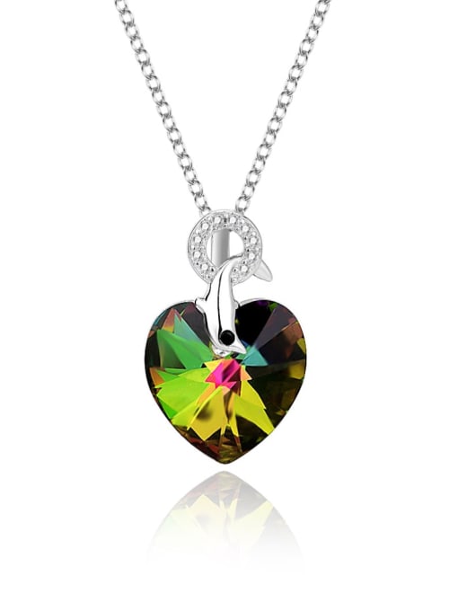 JYXZ 069 (gradient green) 925 Sterling Silver Austrian Crystal Heart Classic Necklace