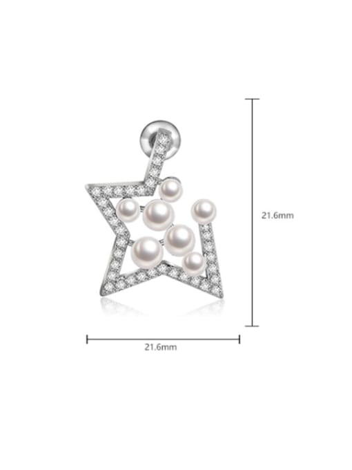 BLING SU Copper Imitation Pearl Pentagram Trend Drop Earring 2