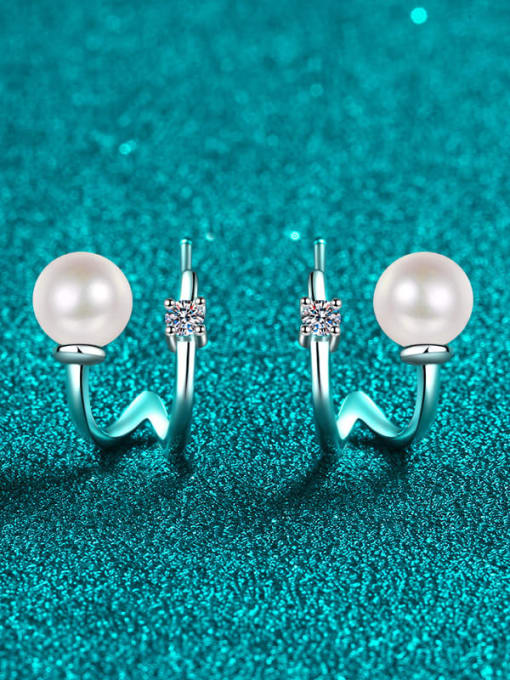 6 points Mosan 6mm pearl 925 Sterling Silver Moissanite Irregular Classic Stud Earring