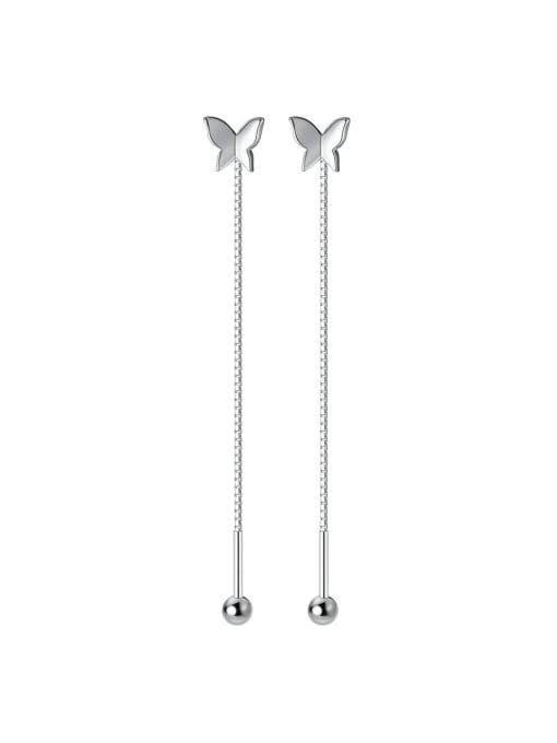 Rosh 925 Sterling Silver Butterfly Tassel Minimalist Threader Earring 3