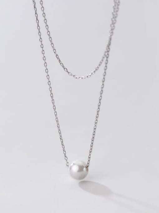 Rosh 925 Sterling Silver Imitation Pearl Round Minimalist Multi Strand Necklace 0