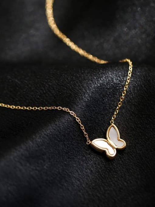 A TEEM Titanium White Shell Butterfly Necklace