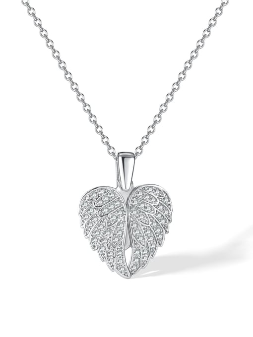 GDX122 steel chain copper pendant steel Brass Cubic Zirconia Wing Minimalist Heart Pendant Necklace