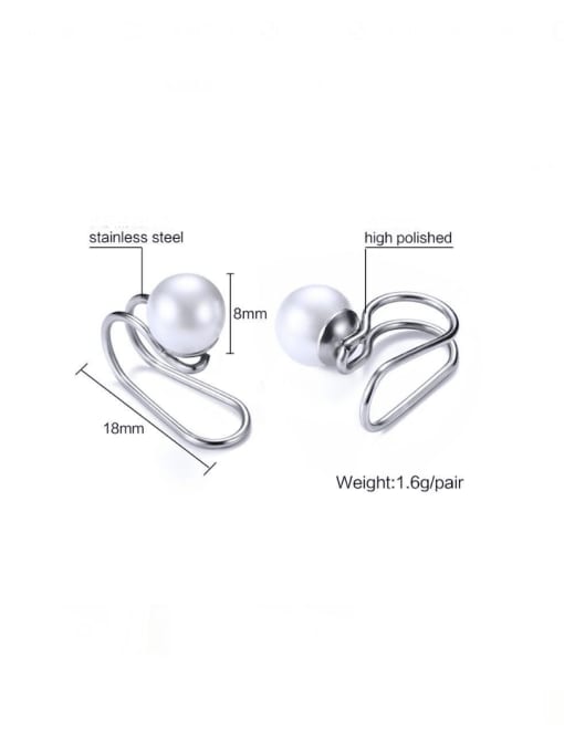 ES 204 Titanium Steel Imitation Pearl Geometric Minimalist Stud Earring