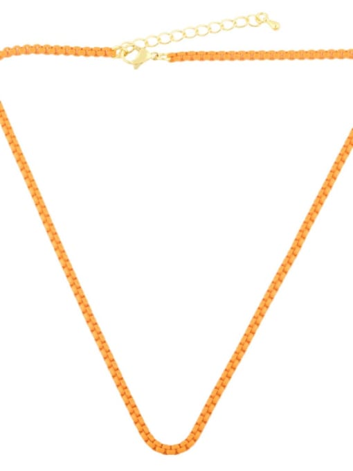 orange Brass Enamel Irregular Minimalist Necklace