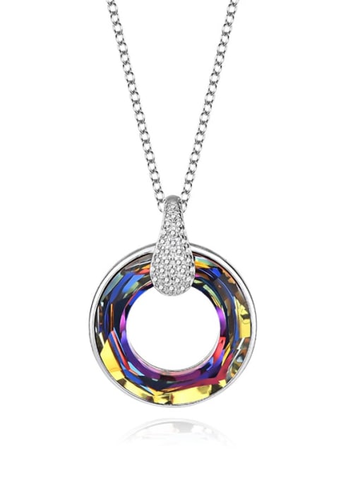 JYXZ 028 (flame gradient) 925 Sterling Silver Austrian Crystal Geometric Classic Necklace