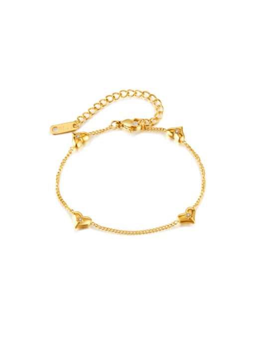 GS1507  Bracelet Gold Stainless steel Heart Minimalist Link Bracelet