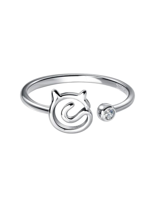 Rosh 925 Sterling Silver Cat Minimalist Band Ring 3