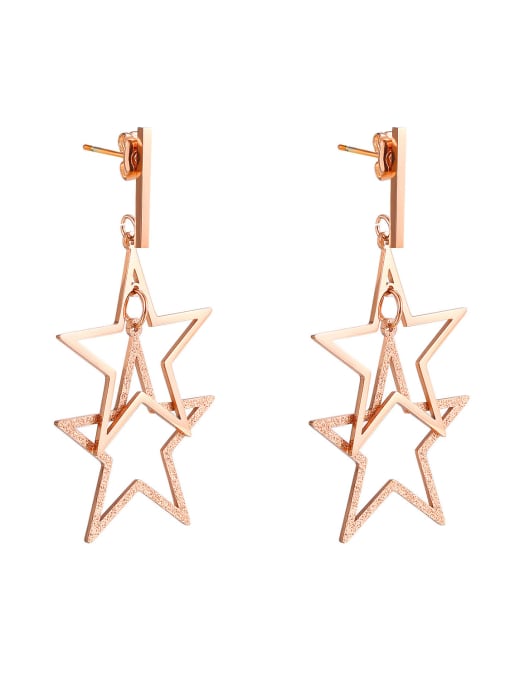 rose gold Titanium Star Minimalist Drop Earring