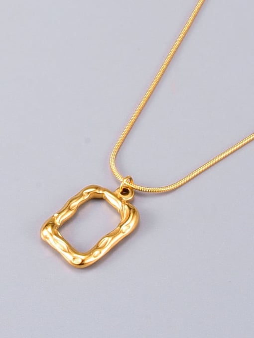A TEEM Titanium hollow Rectangle Minimalist  pendant Necklace 2