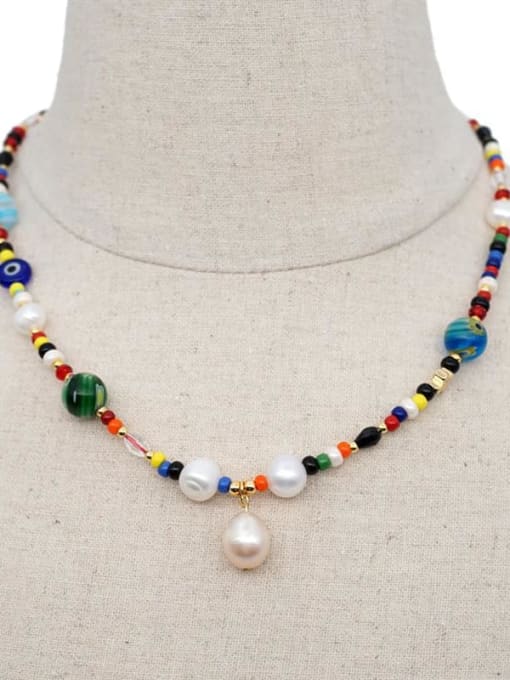 ZZ N200002H Freshwater Pearl Multi Color Miyuki Beads Pure Handmade Necklace