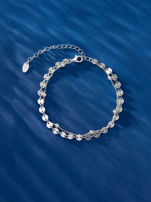 RINNTIN 925 Sterling Silver Heart Minimalist Strand Bracelet