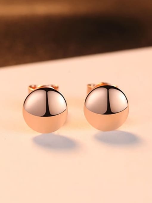 Rose gold 17c10 925 Sterling Silver Smooth Round Minimalist Stud Earring