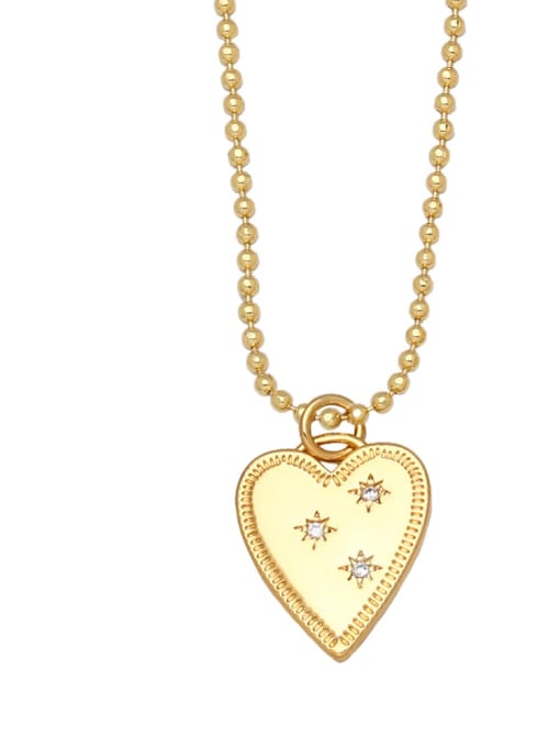 A Brass Cubic Zirconia Evil Eye Vintage Heart Pendant Necklace