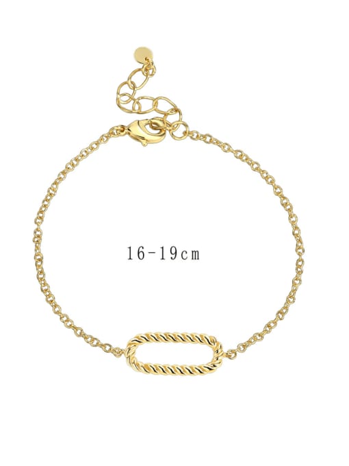 Golden fried dough twist Oval Bracelet Brass Geometric Minimalist Link Bracelet
