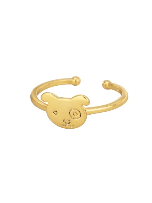 Golden dog ring Brass Rhinestone  Cute  Dog Band Ring