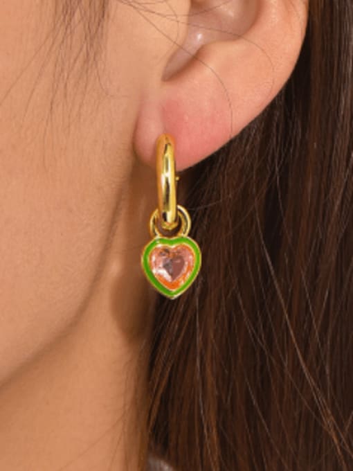 CHARME Brass Cubic Zirconia Heart Minimalist Drop Earring 1
