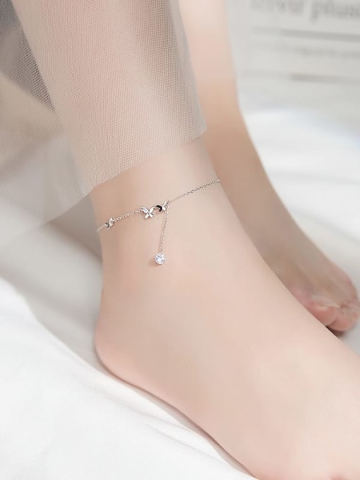Rosh 925 Sterling Silver  Minimalist  Shell  Butterfly Anklet 3