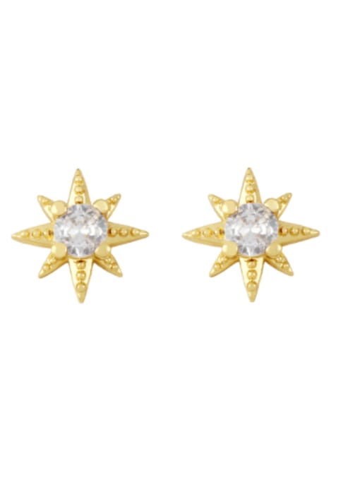 CC Brass Cubic Zirconia Star Minimalist Stud Earring 3