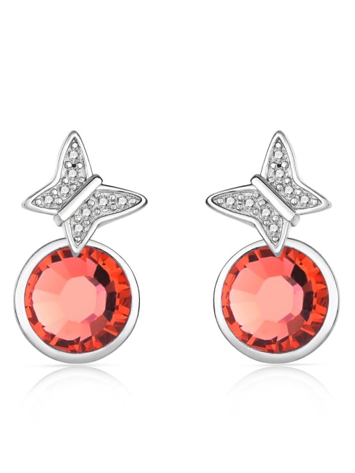 JYEH 006 (light red) 925 Sterling Silver Austrian Crystal Butterfly Classic Stud Earring