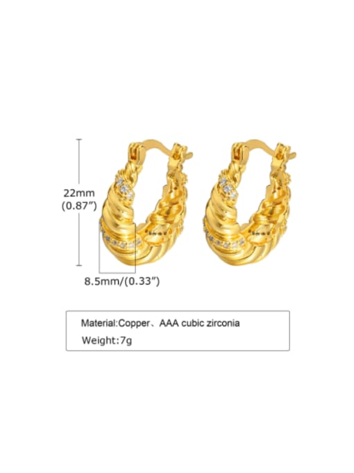 CONG Brass Rhinestone Geometric Minimalist Huggie Earring 2