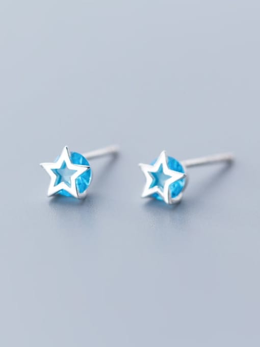 Rosh 925 Sterling Silver Cubic Zirconia Blue Star Minimalist Stud Earring 1