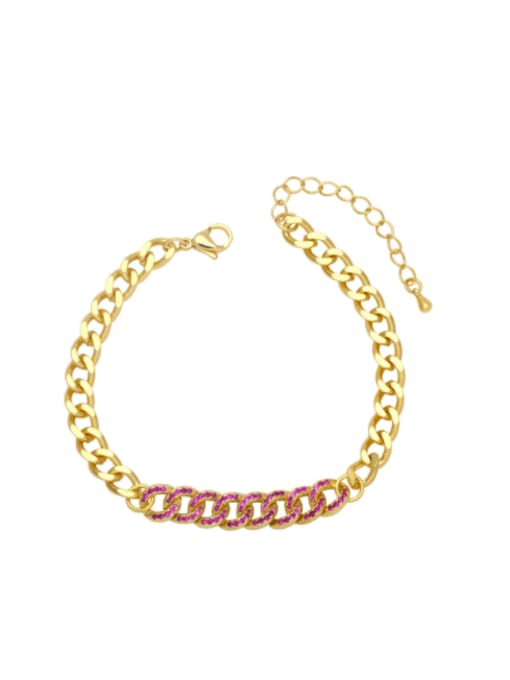 玫红 Brass Rhinestone Geometric Vintage Bracelet