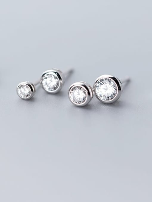 Rosh 925 Sterling Silver minimalist round Single zircon Earring 3
