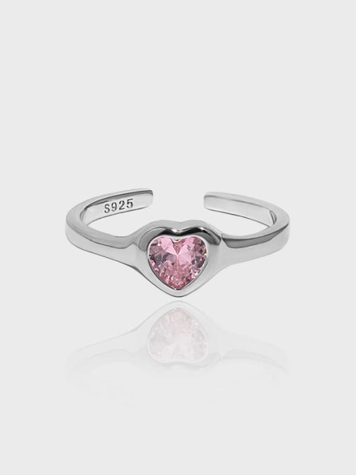 DAKA 925 Sterling Silver Cubic Zirconia Heart Minimalist Band Ring 0