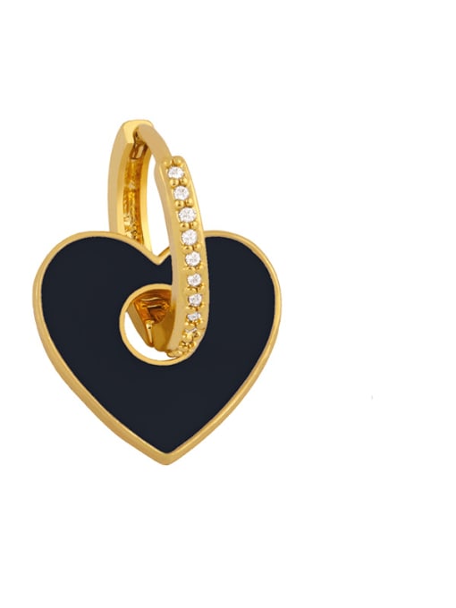 black Brass Enamel Heart Minimalist Drop Earring
