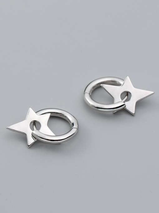 Rosh 925 Sterling Silver Pentagram Minimalist Huggie Earring 0