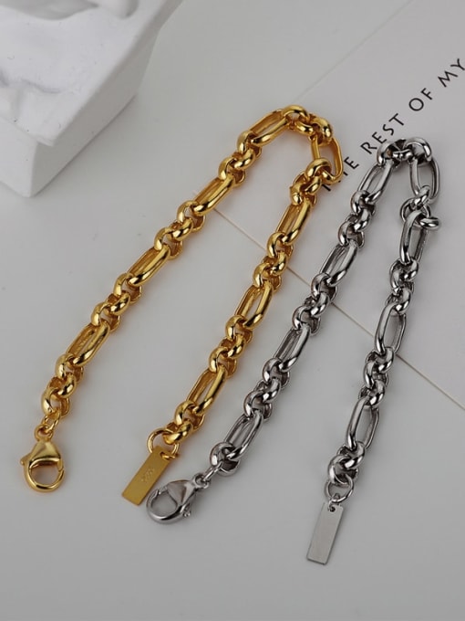 JENNY 925 Sterling Silver Hollow Geometric chain Artisan Link Bracelet 3