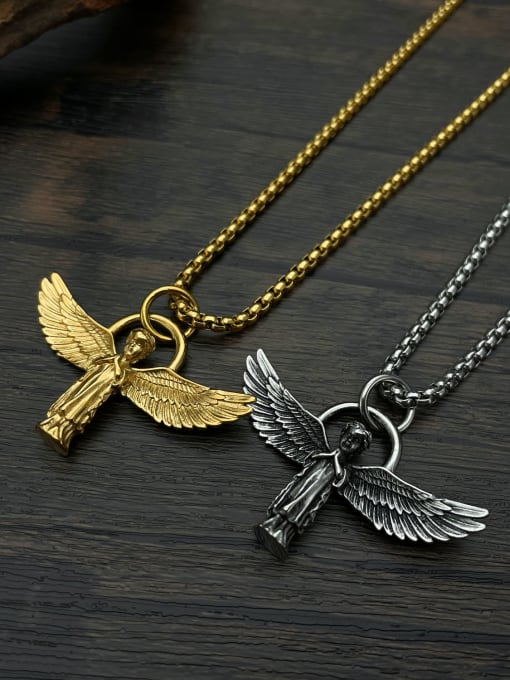 Open Sky Stainless steel Angel Hip Hop Necklace 1