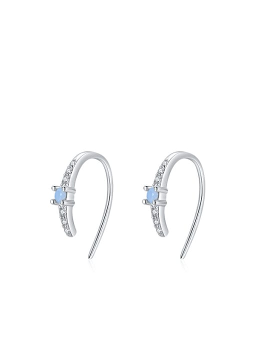 silvery 925 Sterling Silver Cubic Zirconia Geometric Minimalist Hook Earring