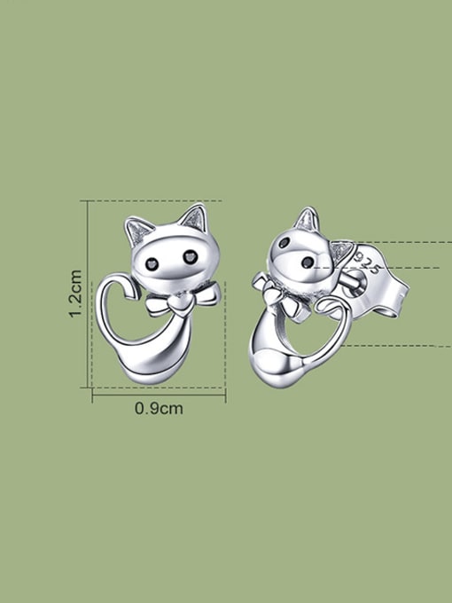 Jare 925 Sterling Silver Icon  Cat Cute Stud Earring 2