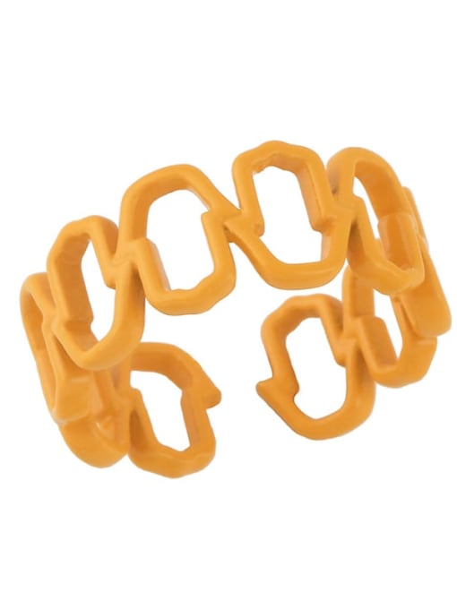 orange Brass Enamel Hollow Geometric Minimalist Band Ring