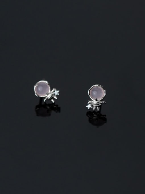 Rosh 925 Sterling Silver Glass Stone Irregular Minimalist Stud Earring