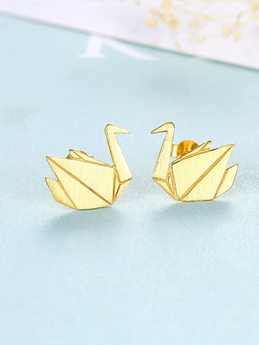CCUI 925 Sterling Silver Irregular Minimalist    Thousand paper cranes Study Earring 2