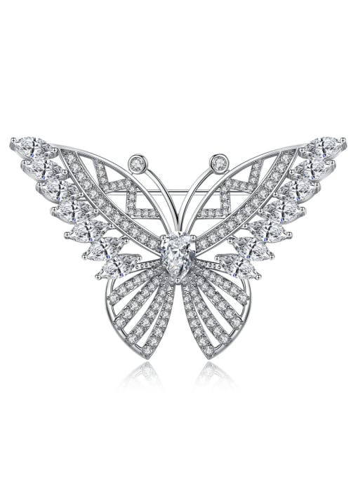 BLING SU Brass Cubic Zirconia Butterfly Luxury Brooch 0