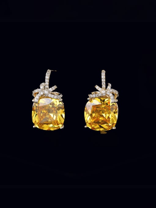 Luxu Brass Cubic Zirconia Geometric Luxury Stud Earring 2