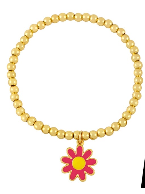 CC Brass Bead Enamel Flower Hip Hop Beaded Bracelet 1