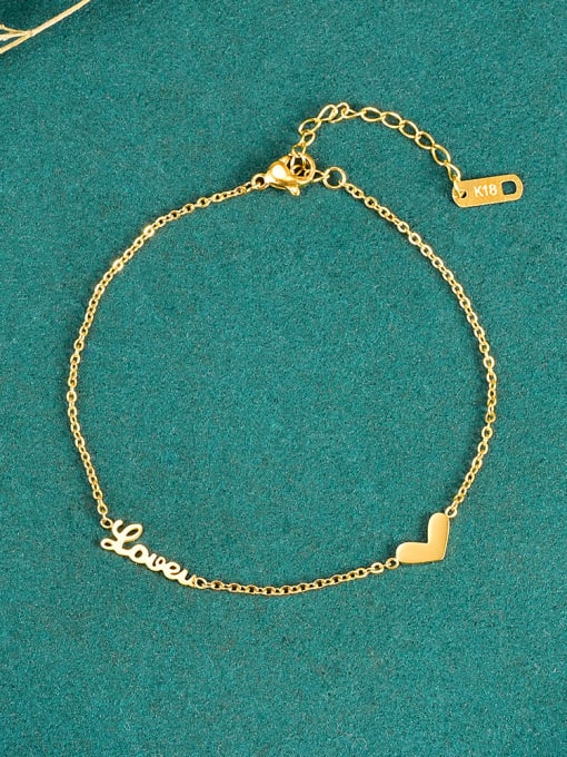 A TEEM Titanium Steel Letter Minimalist Link Bracelet 0
