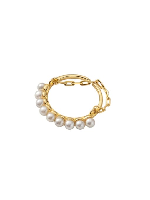 Rosh 925 Sterling Silver Imitation Pearl Round Minimalist Stackable Ring 4