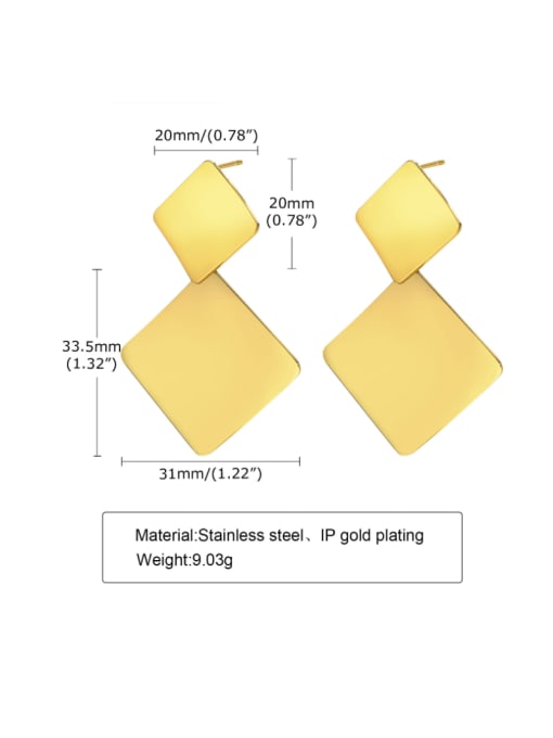CONG Stainless steel Geometric Minimalist Drop Earring 2