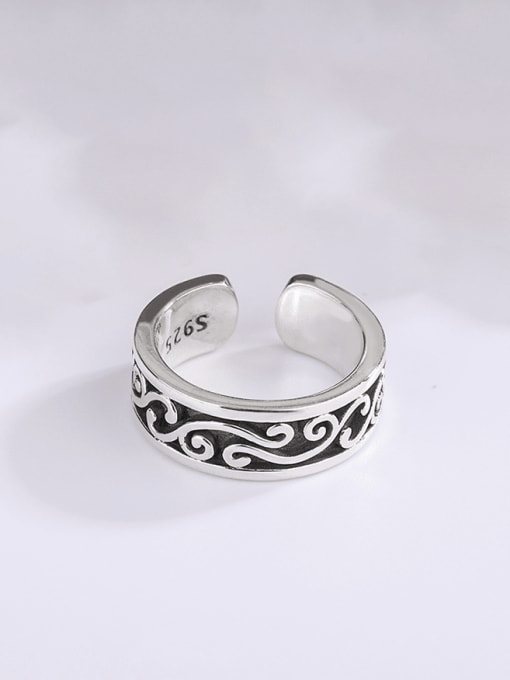 KDP-Silver 925 Sterling Silver Geometric Vintage Band Ring 2