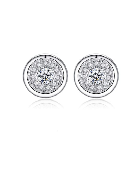 CCUI 925 Sterling Silver Cubic Zirconia  Round Minimalist Stud Earring 0