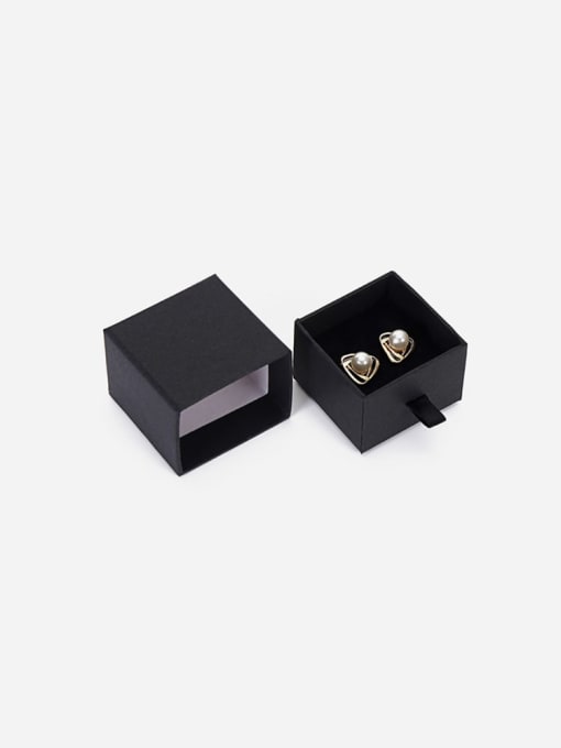 Black Eco-Friendly Paper Pull Out Jewelry Box For Rings, Small Earrings